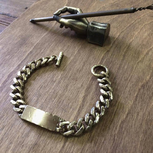 Brass Flat Link Bracelet with Plate