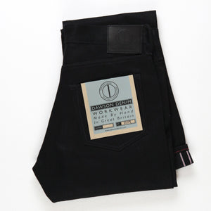 SLIM FIT JEANS : DD010 BLACK X BLACK RED LINE SELVEDGE