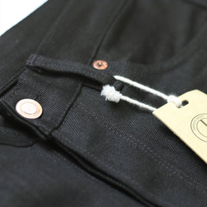 SLIM FIT JEANS : DD010 BLACK X BLACK RED LINE SELVEDGE