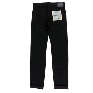 SLIM FIT JEANS : DD010 BLACK X BLACK RED LINE SELVEDGE