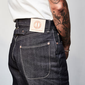 DAWSON WIDE LEG JEANS : DD04 13.5OZ BROWN WEFT RED LINE SELVEDGE