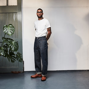 DAWSON WIDE LEG JEANS : DD03  HANK DYED WHITE SELVEDGE