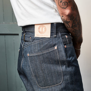 DAWSON WIDE LEG JEANS : DD03  HANK DYED WHITE SELVEDGE