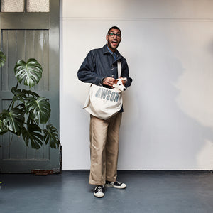 DAWSON NEWSPAPER BAG - DD017 NATURAL UNDYED COTTON CANVAS DAWSON BLUE