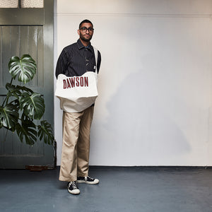 DAWSON NEWSPAPER BAG - DD107 NATURAL UNDYED COTTON CANVAS DAWSON RED